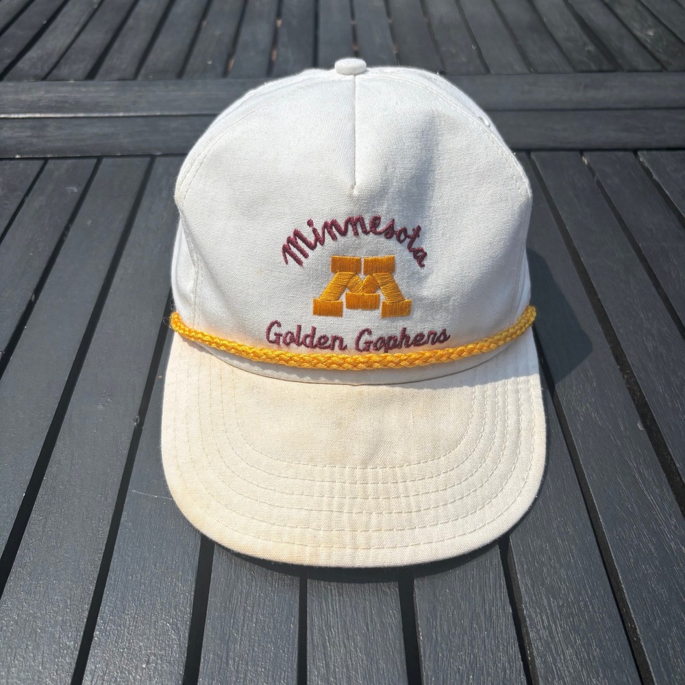 Kap King Minnesota Golden Gophers Hat Mens OSFA White Fair Vintage Rope Snapback